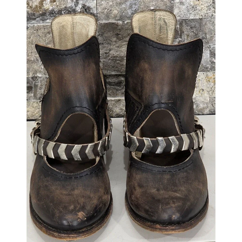 FREEBIRD Distressed Brown Leather BLADE Ankle Booties